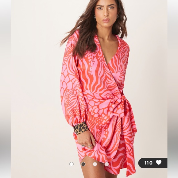 Never Fully Dressed Dresses & Skirts - Never Fully Dressed Vibrant Pink and Red Wrap Dress